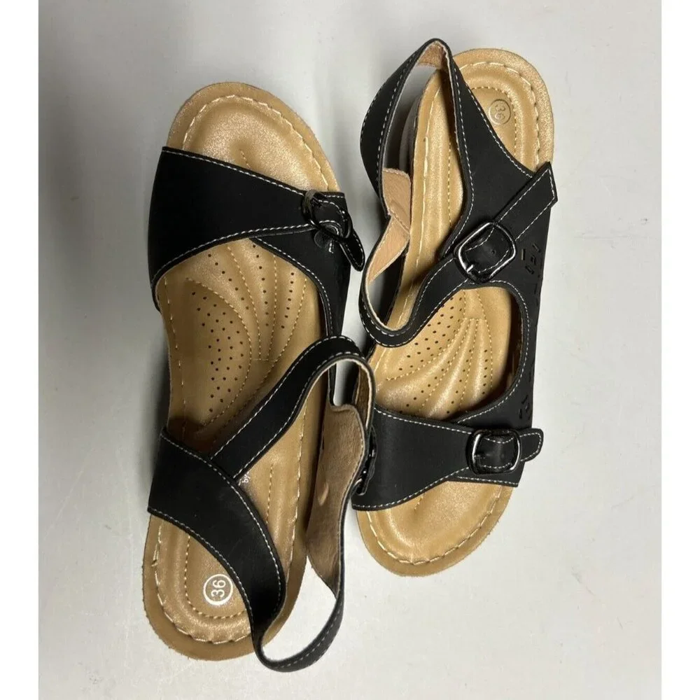 Patrizia By Spring Step Women’s Black Shantay Sandals Cut Out Design 36 5.5 6 - Picture 3 of 8